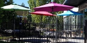 Outdoor sitting area of Amici Italian Eatery